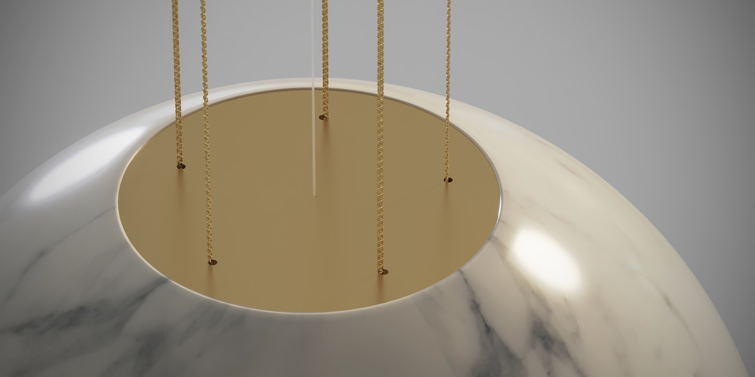 Carrara — brass suspension detail