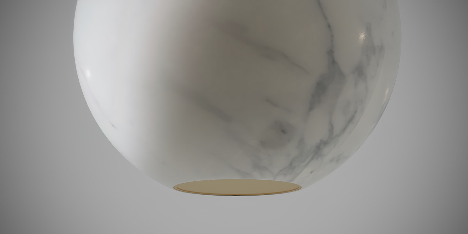Carrara — illuminated marble sphere, side view