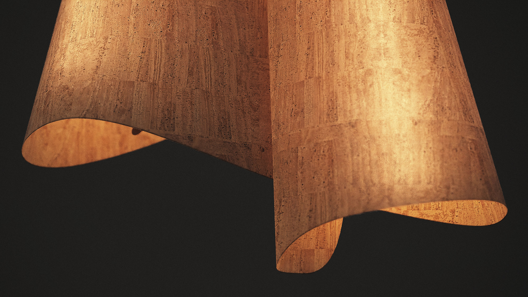 Cork luminaire — material detail, cork textile